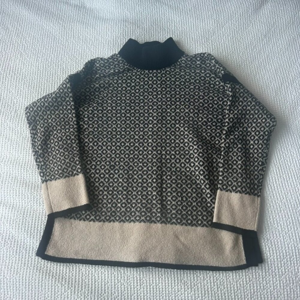 J.Jill geometric mock-neck knit pullover sweater